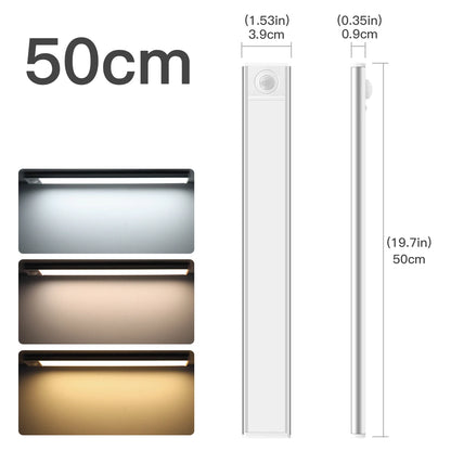 3 Colors Changeable Kitchen Under Cabinet Light Bar Rechargeable USB LED Night Lamp with Human Body Moment PIR Motion Sensor 5V