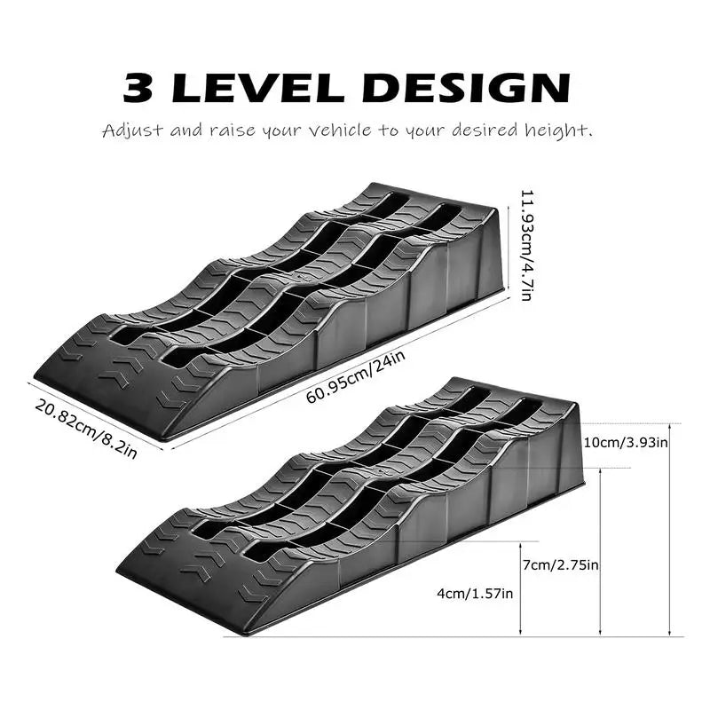 2Pcs RV Leveling Ramps Wheel Chocks Car Tire Anti-Skid Pad For Stabilizing Camper Or Trailer Leveler With Oxford Bag
