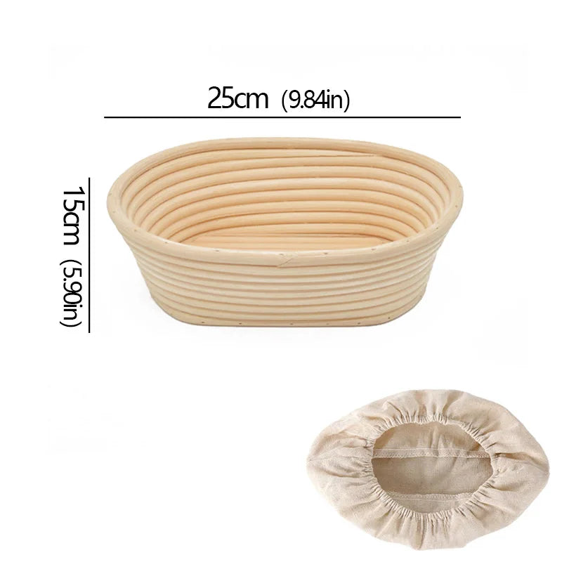 Oval/Round Bread Rattan Fermentation Basket Handmade Rattan Wicker Baking Bowl Kitchen Tool for Home Bakers Bread Baking Tools