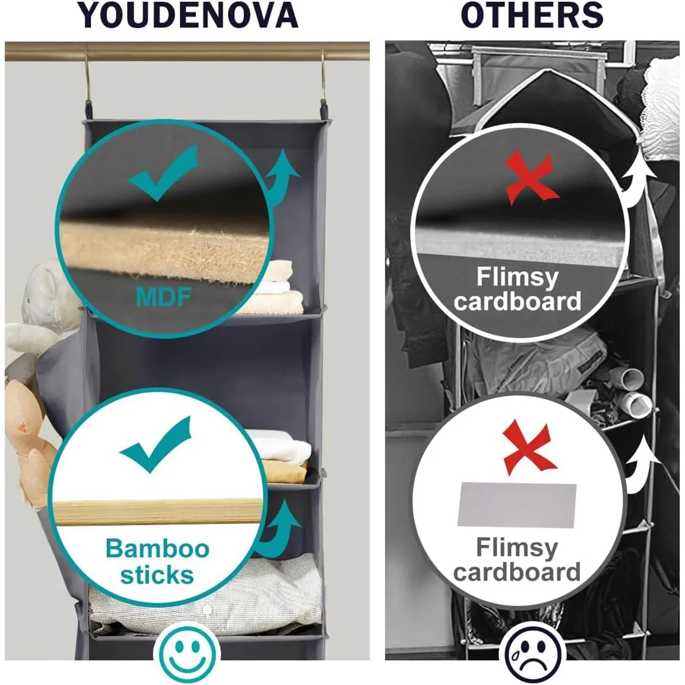 3/4/5/6 Layers Hanging Luggage Organizer Bag Large Capacity Foldable Clothes Storage Bag Portable Breathable Wardrobe Garment