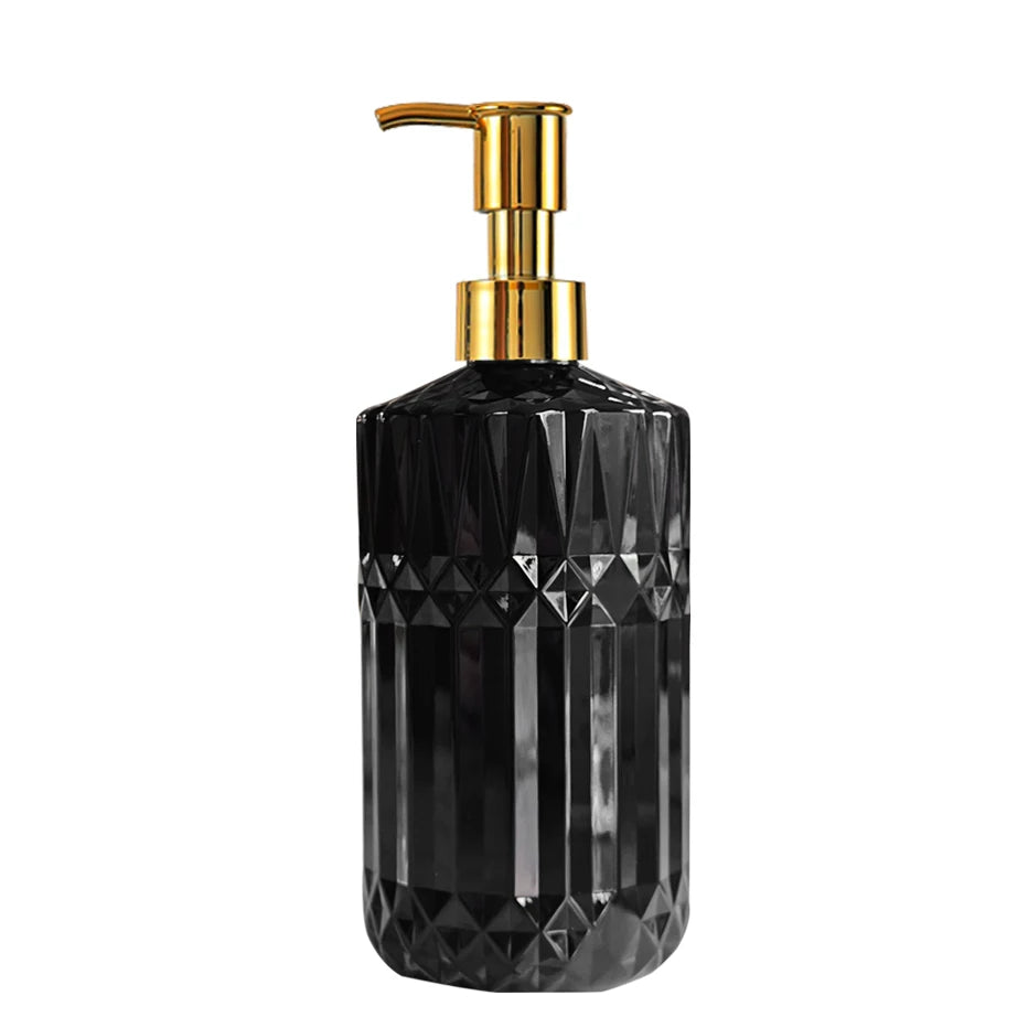 Soap Dispenser Rhombus Lotion Bottle Bathroom and Kitchen Sink Dish Soap Hands Soap Shampoo Container with Silicone Tray Tags