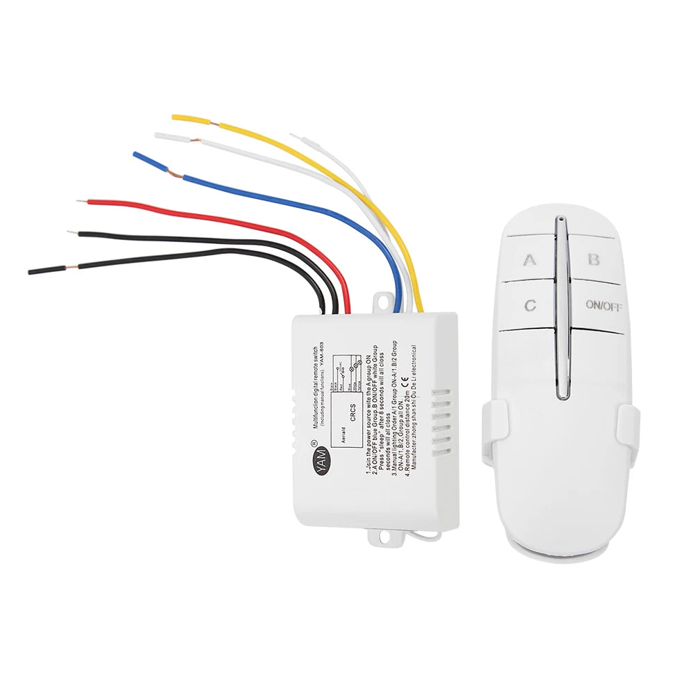 Wireless Remote Control 4 Ports Digital Remote Control 220V 1/2/3 Channel Switch Lightswitch NO/OFF For Lamp Light Smart Home