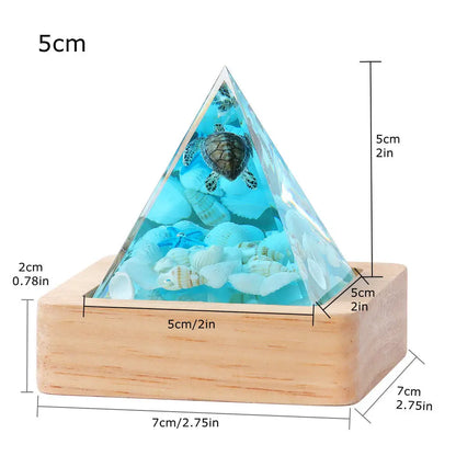 Cute Pyramid Turtle Jellyfish Shark Shell Epoxy Resin Desk Ornaments Children Bedroom Room Decoration for Kids Gift Glow Night