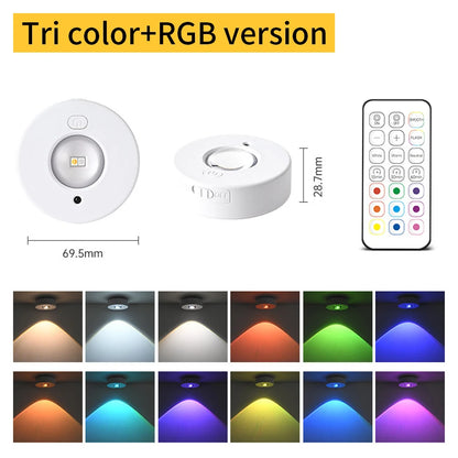 RGB White Led Night Light with IR Remote Control Rechargeable Lamp Wireless Under Cabinet Lights Spotlight for Display Closet