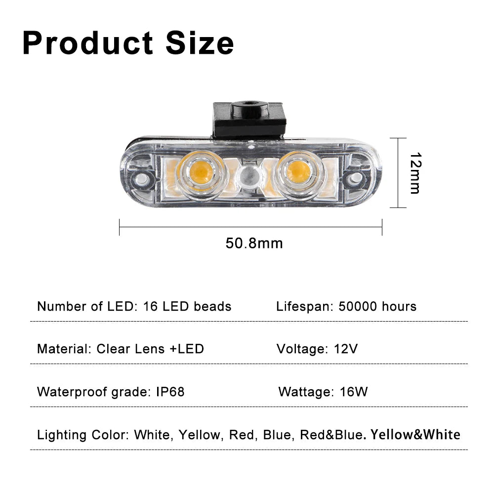 1 Tow 8 LED Police Lights For Car 12V Wireless Remote Flashing Emergency Warning Lamp 2LED Truck Trailer Strobe Grilles Light