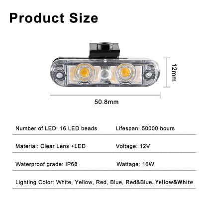 1 Tow 8 LED Police Lights For Car 12V Wireless Remote Flashing Emergency Warning Lamp 2LED Truck Trailer Strobe Grilles Light