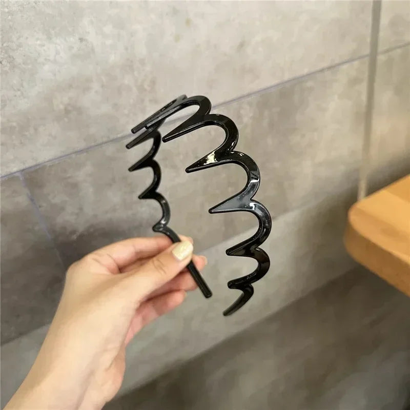 2PCS Fashion Wave Headbands for Women Solid Color Toothed Non-slip Hair Bands Girl Face Wash Sports Hairbands Hair Accessories