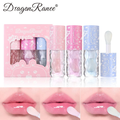 Three Lip Oil Set, Water-Glossy Mirror Moisturizing Lip Gloss, Hydrating and Coloring, Autumn and Winter Lip Gloss, Moisturizing, Versatile Whitening Lip Oil