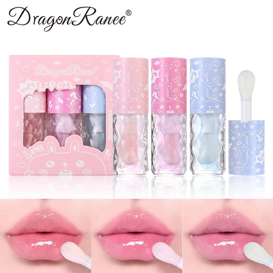 Three Lip Oil Set, Water-Glossy Mirror Moisturizing Lip Gloss, Hydrating and Coloring, Autumn and Winter Lip Gloss, Moisturizing, Versatile Whitening Lip Oil