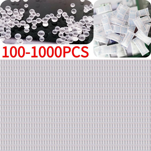 100-1000PCS 0.5g Non-Toxic Silica Gel Sachets Desiccant Drying Damp Kitchen Room Moisture Dehumidifier Absorber Bag Reusable