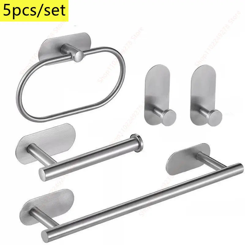 Self adhesive toilet roll paper holder No Drill Towel Rack Stainless Steel wall Mount stand organizer Kitchen Bath Accessories
