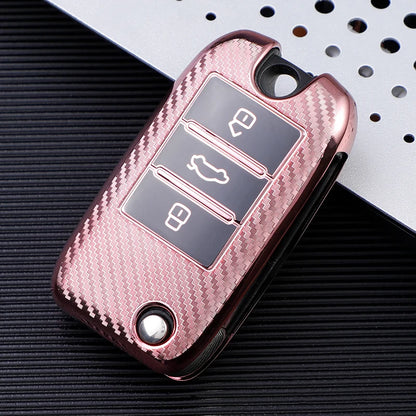 TPU Carbon Fiber Car Flip Key Case Cover Bag Holder Keychain for Roewe RX5 MG3 MG5 MG6 MG7 MG ZS GT GS 350 360 750 W5