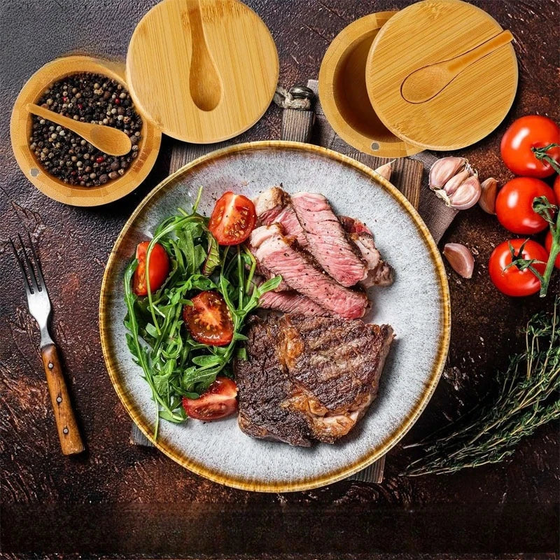 Seasoning Jar Storage Containers Seasoning Bamboo Salt Bowl Kitchen Accessories for Home Spice Can Pill Case Container Box