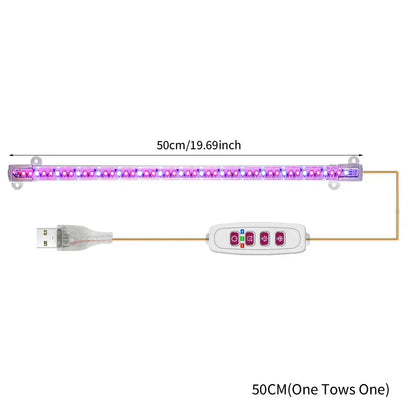 1/2/3/4 Red Blue LED Grow Light Strip Tube Indoor Plant USB Full Spectrum Phyto Lamp Dimmable Timer Seedlings Vegs Flower Lamp