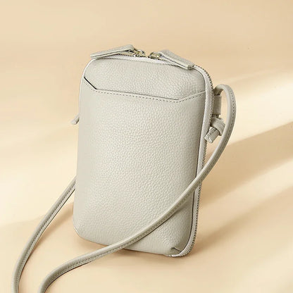 Brand Mini Shoulder Bags for Women's Genuine Leather Zipper Crossbody Handbag Fashion Phone Purse Ladies Small Bag with Keyring