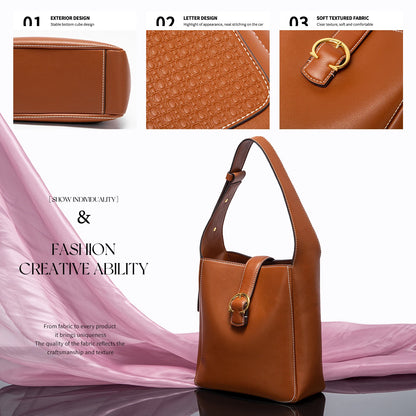 Retro Style Fashion Classic Women's Handbag Pure Colour Simple Buckle Design Exquisite Versatile Women's Shoulder Bag
