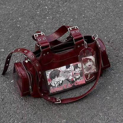 Y2k Black Ita Bag Girl Transparent Messenger Bags Women's Fashion Shoulder Bag Ladys Diy Display Tote Handbag Lolita Handbags