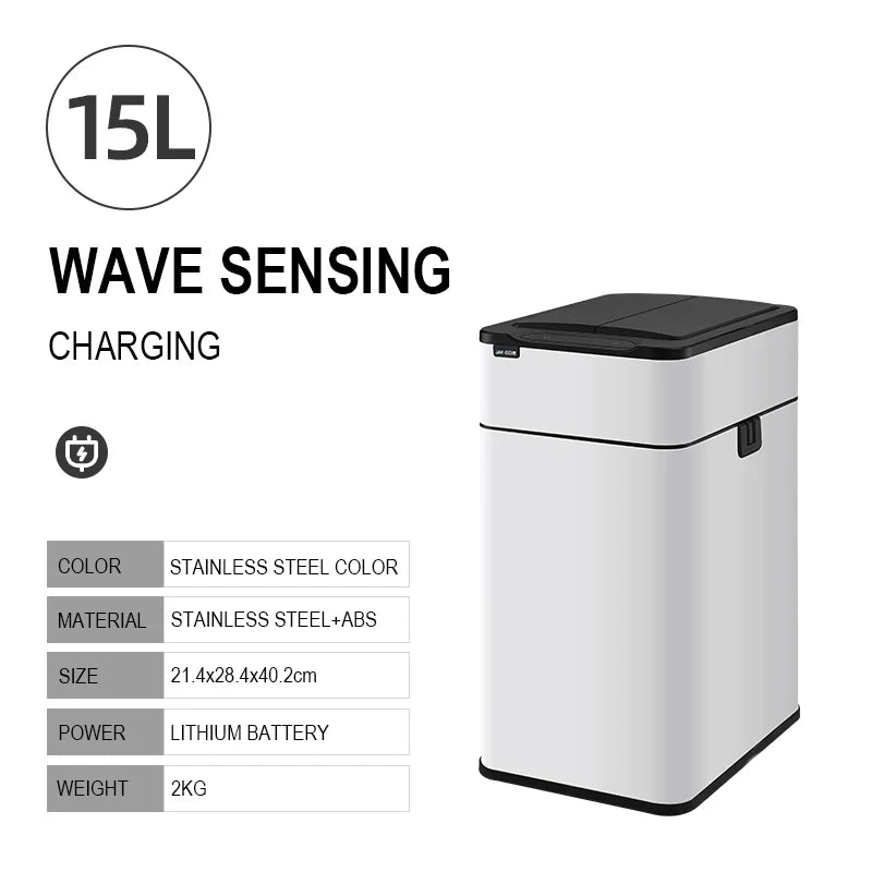 Wastebasket 20-liter Trash Can Stainless Steel Large Kitchen Garbage Can Smart Trash Can 20l 15l Food Waste Bin Automatic Sensor