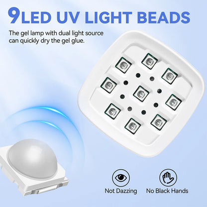 YOKEFELLOW Mini Led UV Nail Light With Auto Sensor Gooseneck Gel X Nail Lamp for Flash Curing Gel Nail Polish and Nail Tips