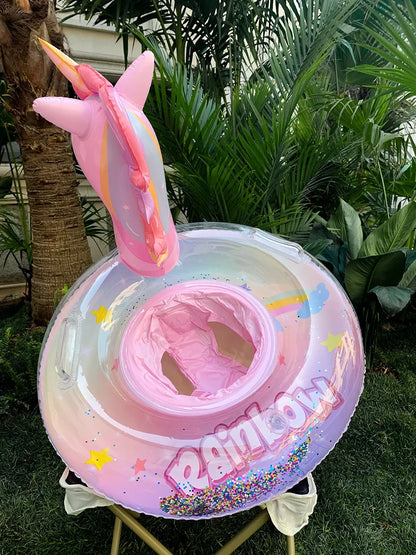 Swim Ring Inflatable Pool Float Baby Rainbow Sequined Unicorn for Kids Swimming Circle Children Swim Ring Pool Toys Floating