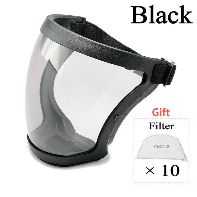 Transparent Security protection Full Face Shield Kitchen Anti-splash Face Shield Anti-fog Safety Glasses Face Mask With Filters