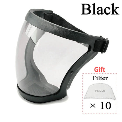 Transparent Security protection Full Face Shield Kitchen Anti-splash Face Shield Anti-fog Safety Glasses Face Mask With Filters