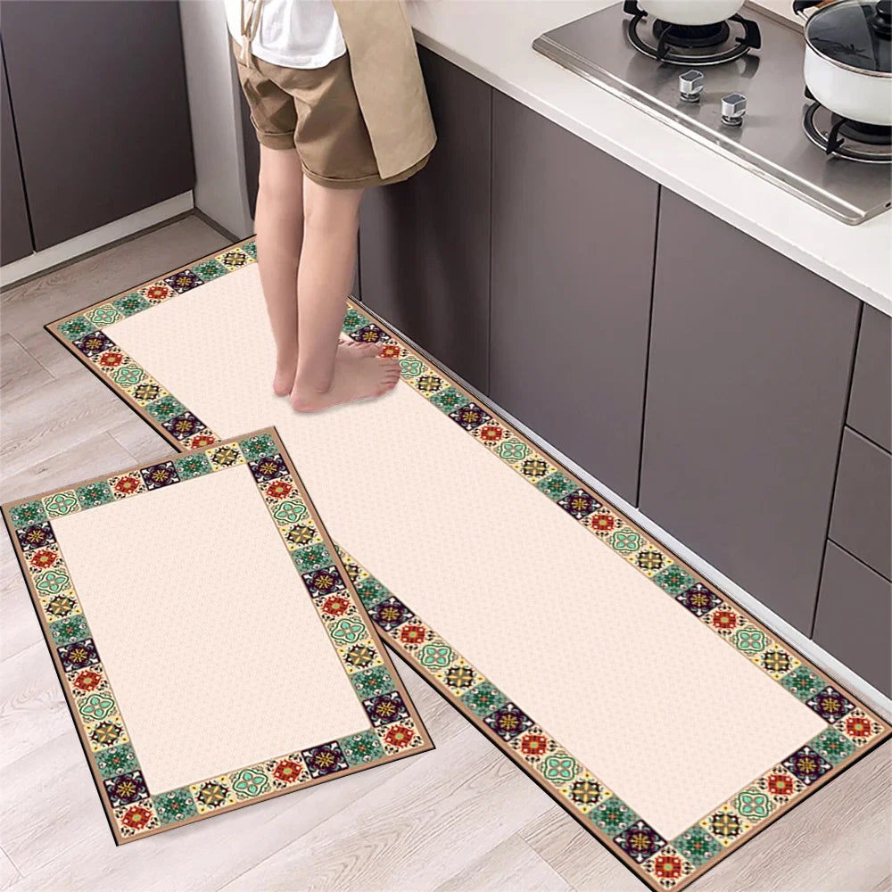 VIKAMA Modern Retro Light Luxury Premium Feeling Floor Mats Non-slip Durable Living Room Kitchen Bathroom Home Decoration
