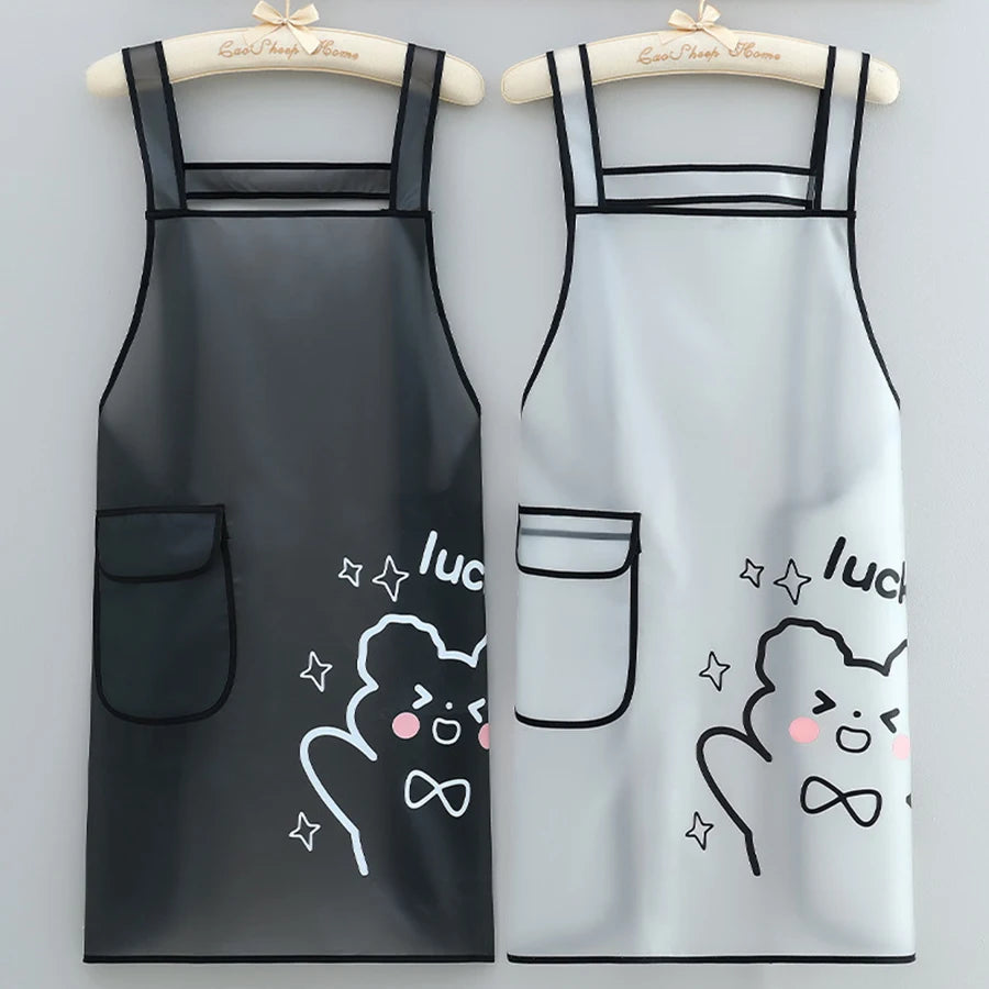 Waterproof TPU Kitchen Apron - Sleeveless, Oil Resistant, Lightweight for Cooking & Cleaning
