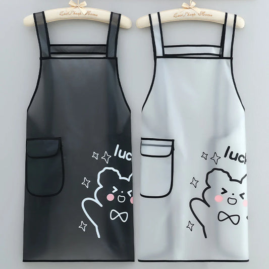 Waterproof TPU Kitchen Apron - Sleeveless, Oil Resistant, Lightweight for Cooking & Cleaning
