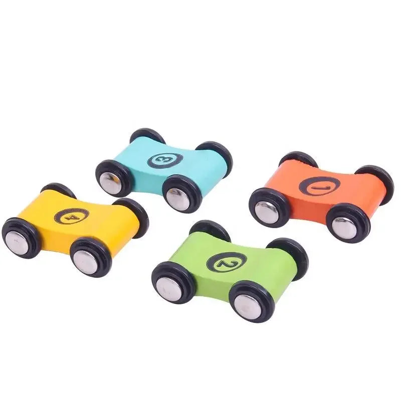 1/4Pcs Mini Wooden Gliding Car Toy Ramp Race Slide Track Car Games Replacement Car Colorful Model Vehicle Toys for Children Boys