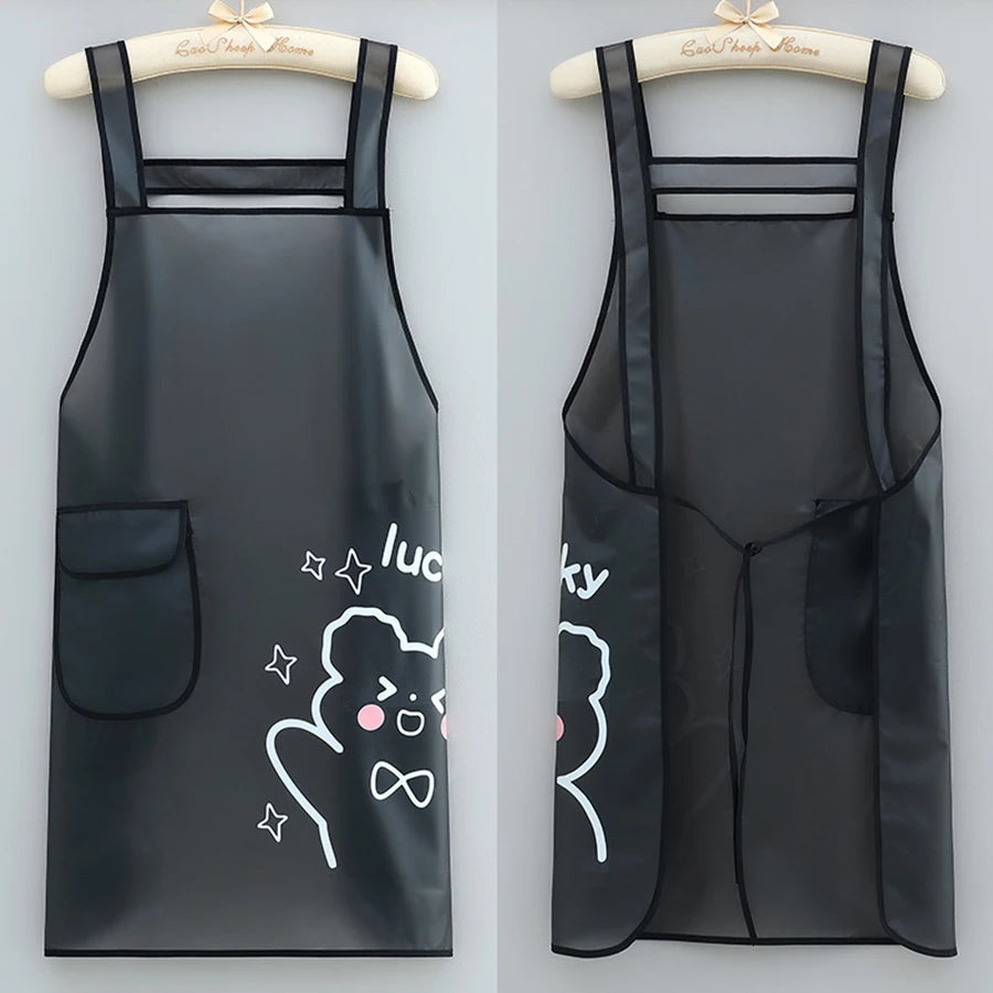 Waterproof TPU Kitchen Apron - Sleeveless, Oil Resistant, Lightweight for Cooking & Cleaning