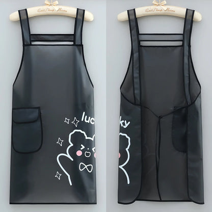 Waterproof TPU Kitchen Apron - Sleeveless, Oil Resistant, Lightweight for Cooking & Cleaning