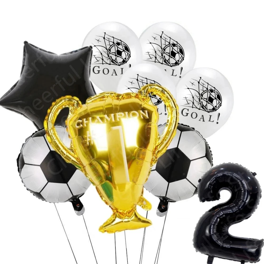 White Football Birthday Party Decorations Soccer Disposable supplies Tablecloth bag balloons children favors Kids Boys Baby game