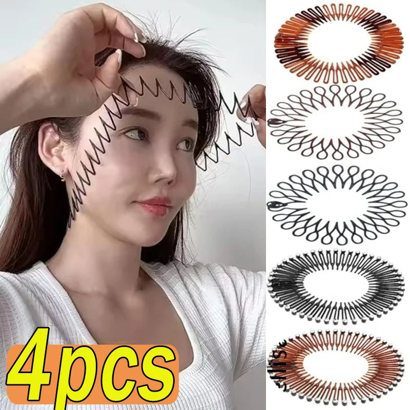 Women Plastic Full Circle Stretch Diamond Flexible Comb Teeth Headband Hair Band Clip Face Wash Fixed Hair Accessories Non-Slip