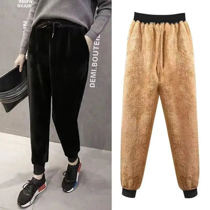 Thiened Fce/Lightweight Velvet Women's Autumn Winter Warm Loose Harem Casual Sweatpants Slimming Trendy High Waist Nine ...