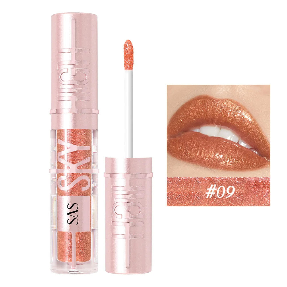 USHAS 12 color glitter mirror hydrating lip gloss pearl color development nourishing moisturizing lip glaze