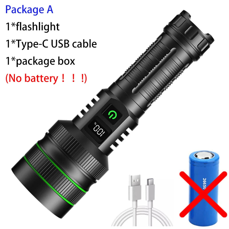 Strong Light Lantern High Power LED Flashlight USB Rechargeable Powerful Tactical Torch Super Long Range Lamp Outdoor Fishing