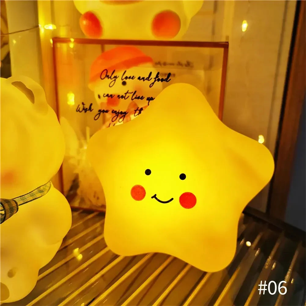 Vinyl Night Light Bedroom Decor Lights Button Battery Powered Moonlight Cartoon Animal Lamps Children Gift Decorative Lamp