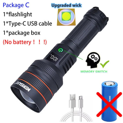 Strong Light Lantern High Power LED Flashlight USB Rechargeable Powerful Tactical Torch Super Long Range Lamp Outdoor Fishing
