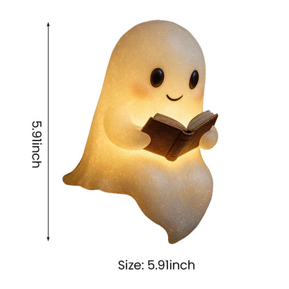 Halloween Cute Ghost Lamp Battery Powered Light Up Halloween Ornament Lovely Ghost Figurine Light for Bedroom Study Room Reader