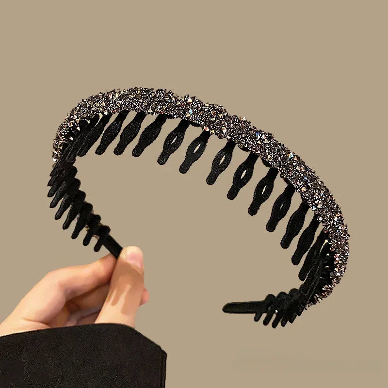 2023 Korea Fashion Simple Crystal Headbands Women New Velvet Rhinestone Face Wash Hairbands Hair Hoop Bezel Hair Accessories