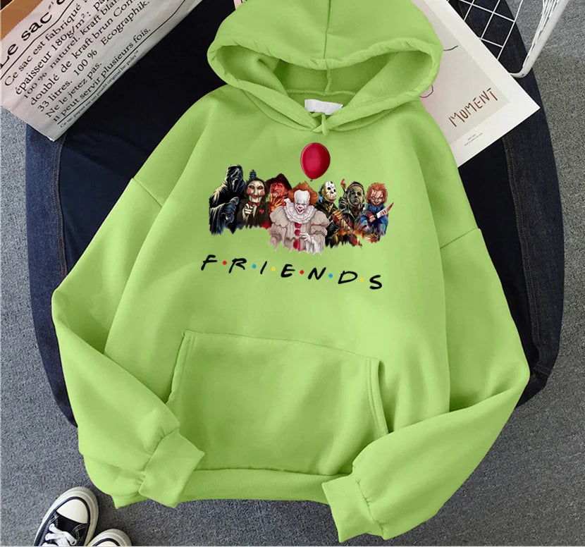 Women Hoodies Japanese Anime Demon Friend print Hip Hop Fleece Woman Casual Pullover Unisex Streetwear Male Y2K Clothes Hoody