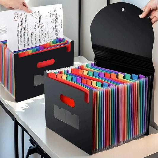 STONEGO Accordion Bag 13/25 Grid Three-side Sealed Flap Folder, Office Document Storage Bag, Durable and Waterproof Design