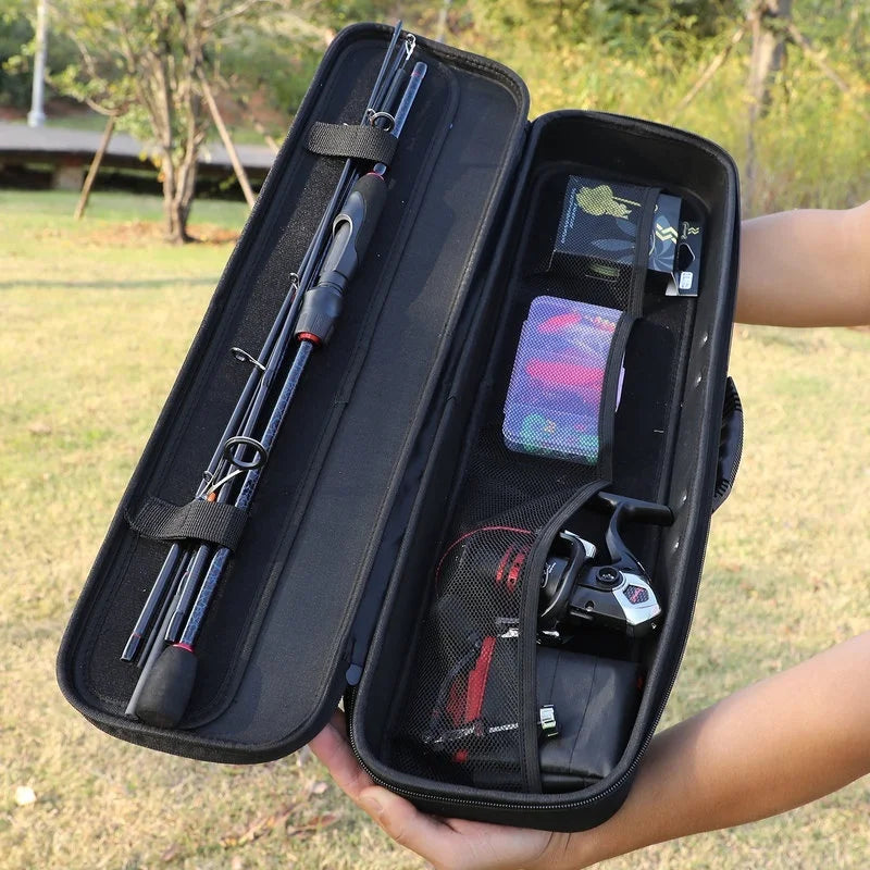 Sougayilang 1.8-2.4m Portable CarbonFishing Rod  and 13+1BB Spinning Fishing Reel and Line Bag Fishing Accessories Set