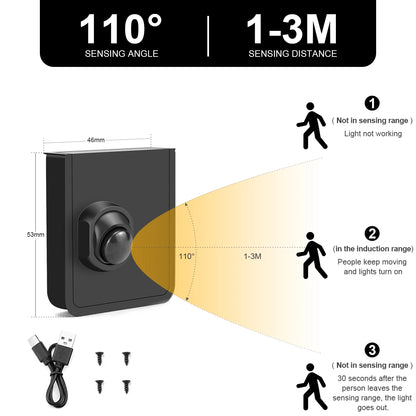 Room Entrance Auto On Off LED Lights RF Receiver + Movable Wireless PIR Motion Sensor COB LED Strip DC24V Indoor Bed Night Lamp