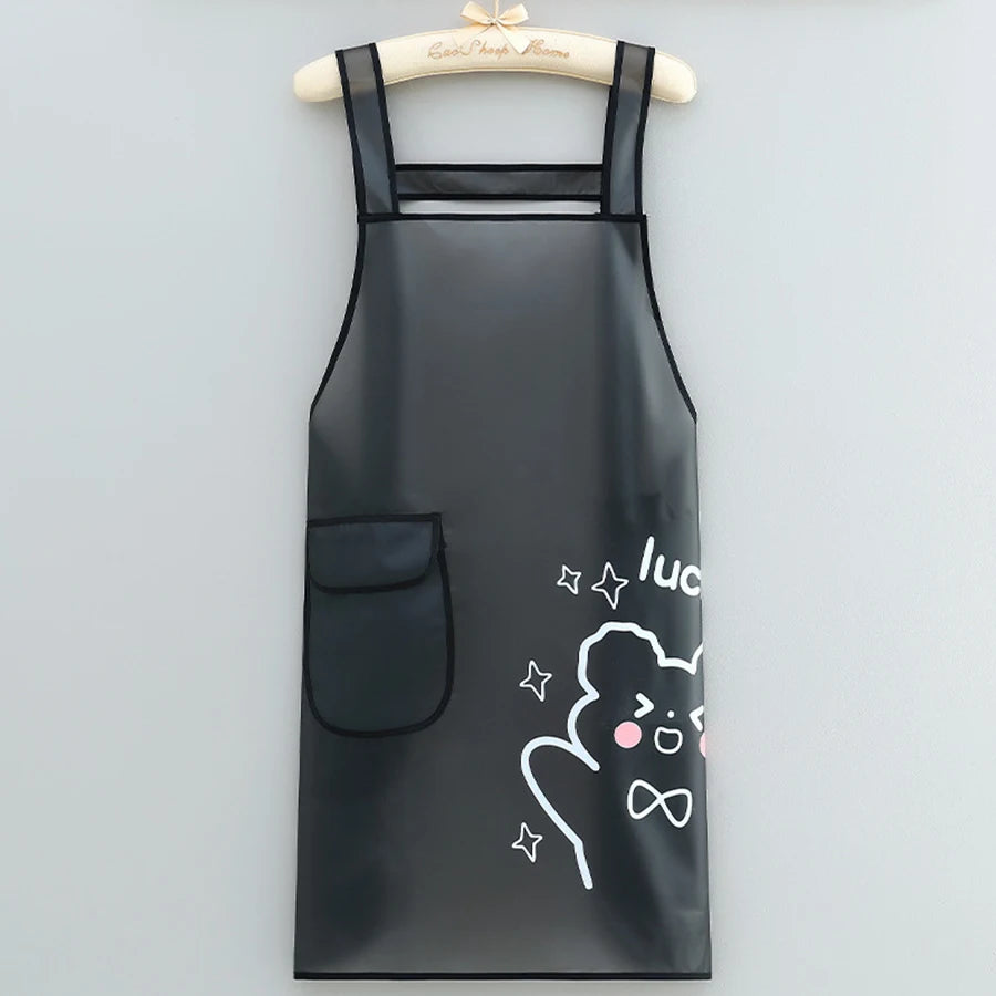 Waterproof TPU Kitchen Apron - Sleeveless, Oil Resistant, Lightweight for Cooking & Cleaning