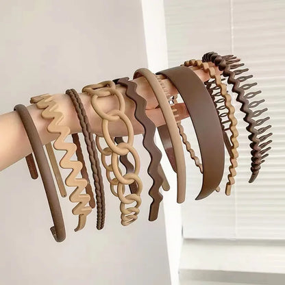 9Pcs/Set Non-slip Hair Hoop Band for Women Men Frosted Face Wash Headband Multi-style Headbands Simple Hairband Hair Accessories