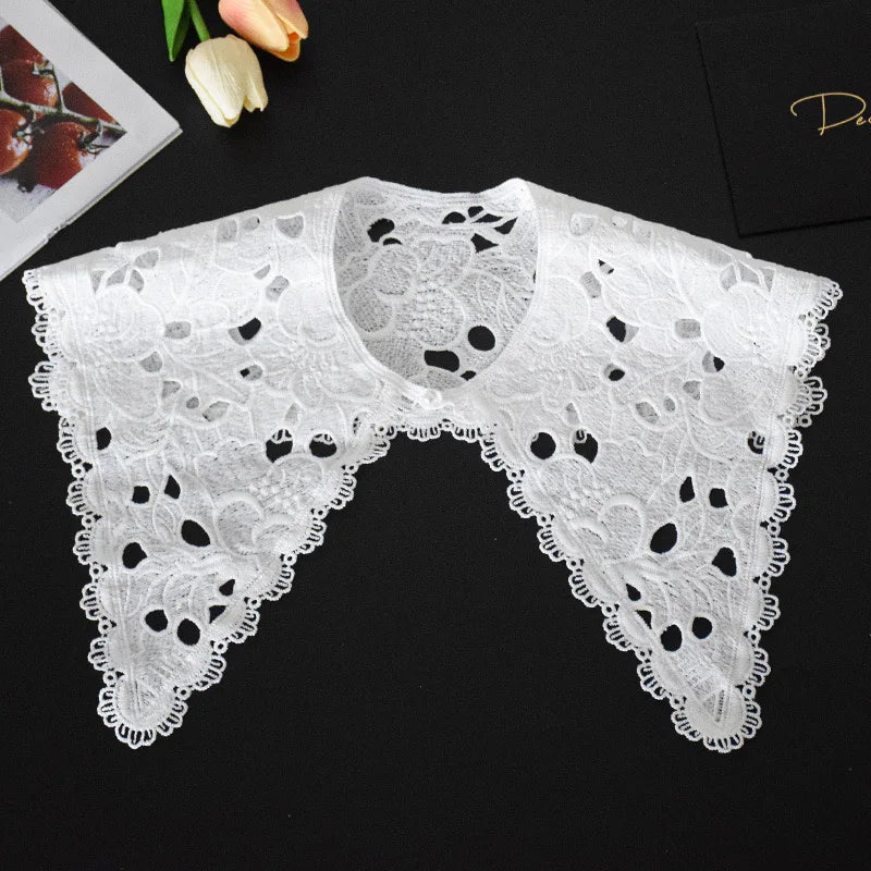 Summer Knitted Hollow Thin Lace Fake Collar Shawl Pullover Short Suspender Skirt False Collar Detachable Collars Sun Protection