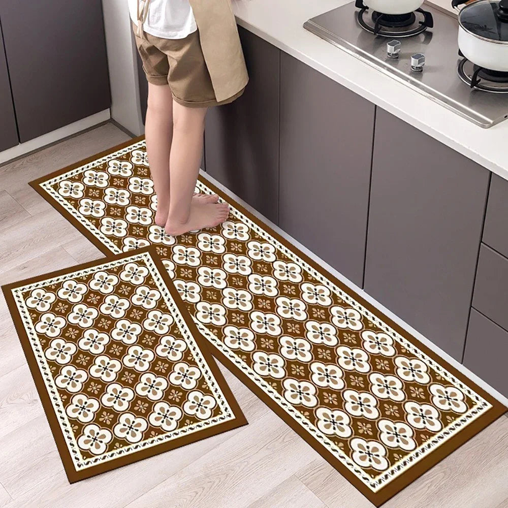 VIKAMA Modern Retro Light Luxury Premium Feeling Floor Mats Non-slip Durable Living Room Kitchen Bathroom Home Decoration