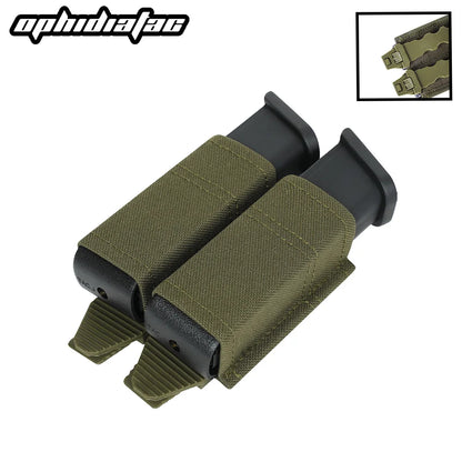 OPHIDIAN MOLLE Mag Pouch FAST 9MM Double Mag Bag Hunting CS Games Air soft Holder With Nylon Support Clip
